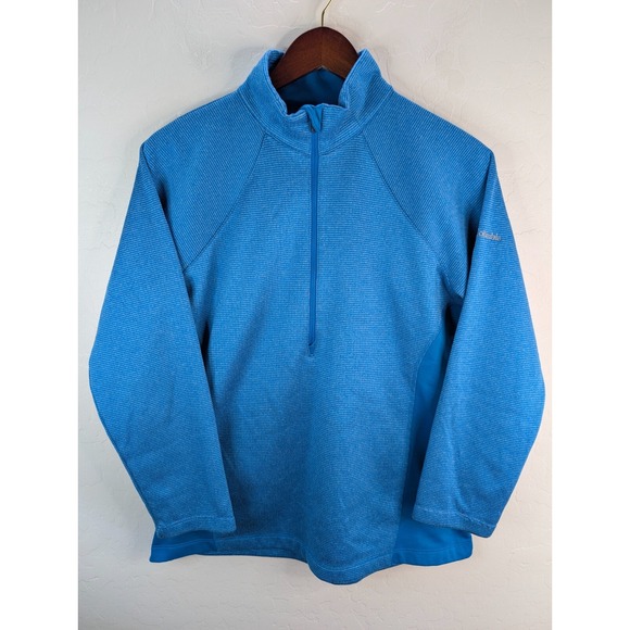 Columbia Women's Large 1/2 Zip Optic Got it Stripe Running Pullover Jacket Blue - Picture 2 of 11